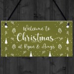Welcome Christmas Sign Personalised Hanging Christmas Decoration