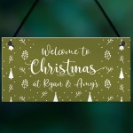 Welcome Christmas Sign Personalised Hanging Christmas Decoration