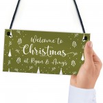 Welcome Christmas Sign Personalised Hanging Christmas Decoration