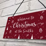 Christmas Welcome Sign ANY SURNAME Personalised Christmas Decor