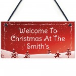 Personalised Hanging Christmas Decoration Welcome Plaque