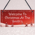 Personalised Hanging Christmas Decoration Welcome Plaque