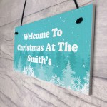 Personalised Hanging Christmas Decoration Welcome 'Surname' Sign