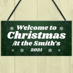 Christmas Sign At The 'Surname' Personalised Welcome Sign