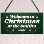 Christmas Sign At The 'Surname' Personalised Welcome Sign