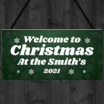 Christmas Sign At The 'Surname' Personalised Welcome Sign