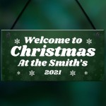 Christmas Sign At The 'Surname' Personalised Welcome Sign