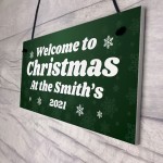 Christmas Sign At The 'Surname' Personalised Welcome Sign