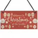 Welcome Plaque Christmas at the 'Surname' Personalised Christmas