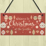 Welcome Plaque Christmas at the 'Surname' Personalised Christmas