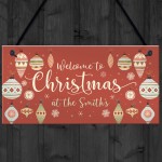 Welcome Plaque Christmas at the 'Surname' Personalised Christmas