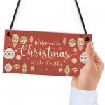 Welcome Plaque Christmas at the 'Surname' Personalised Christmas