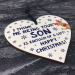 FUNNY Christmas Gift For Dad Wood Heart Rude Gift For Dad