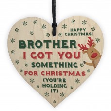 Funny Christmas Gift For Brother Wooden Heart Novelty Rude Gift