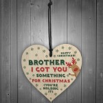 Funny Christmas Gift For Brother Wooden Heart Novelty Rude Gift