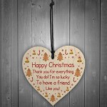 Happy Christmas Friendship Gift Wood Heart Gift For Friend
