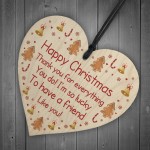 Happy Christmas Friendship Gift Wood Heart Gift For Friend