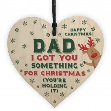 Funny Christmas Gift For Dad Wooden Heart Novelty Joke Gift