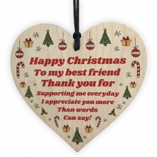 Christmas Gift For Best Friend Wood Heart Novelty Friendship