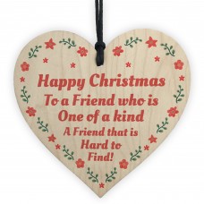 Happy Christmas To A Friend Wooden Heart Tree Decoration Gift