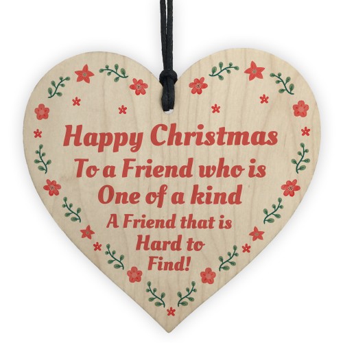Happy Christmas To A Friend Wooden Heart Tree Decoration Gift