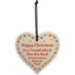 Happy Christmas To A Friend Wooden Heart Tree Decoration Gift