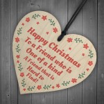 Happy Christmas To A Friend Wooden Heart Tree Decoration Gift