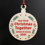 First Christmas Together Personalised Wood Bauble Gifts