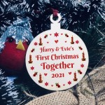 Personalised First Christmas Together Wood Tree Bauble Boyfriend