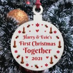 Personalised First Christmas Together Wood Tree Bauble Boyfriend