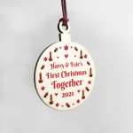 Personalised First Christmas Together Wood Tree Bauble Boyfriend