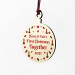 Personalised First Christmas Together Wood Tree Bauble Boyfriend
