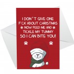 Funny Rude Christmas Card For Dad Mum From Cat Offensive Card