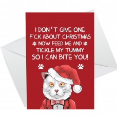 Funny Rude Christmas Card From Cat For Dad Mum Offensive Xmas