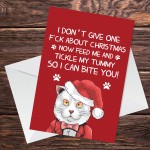 Funny Rude Christmas Card From Cat For Dad Mum Offensive Xmas