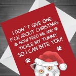 Funny Rude Christmas Card From Cat For Dad Mum Offensive Xmas