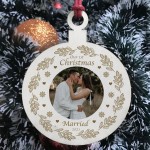 1st Christmas Married Bauble Personalised Photo Hanging Bauble