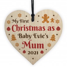 First Christmas As A Mum Wood Tree Decoration Newborn Gifts