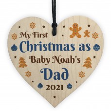 First Christmas As A Dad Wood Tree Decoration Newborn Baby Gift