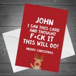 FUNNY RUDE Christmas Card For Boyfriend Husband Brother Uncle