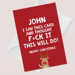 FUNNY RUDE Christmas Card For Boyfriend Husband Brother Uncle