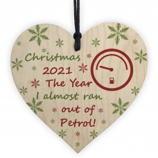 Christmas Year Of No Petrol Wood Heart Tree Decoration Gift