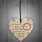 Christmas Year Of No Petrol Wood Heart Tree Decoration Gift