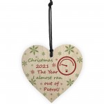 Christmas Year Of No Petrol Wood Heart Tree Decoration Gift