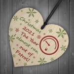 Christmas Year Of No Petrol Wood Heart Tree Decoration Gift