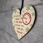 Christmas Year Of No Petrol Wood Heart Tree Decoration Gift