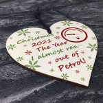 Christmas Year Of No Petrol Wood Heart Tree Decoration Gift