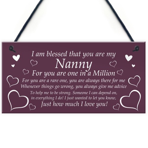 Christmas Gift For Nanny Hanging Sign Grandparent Gift Thank You