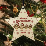 Family Christmas Tree Wood Decoration Personalised Mum Dad Gift