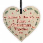 First 1st Christmas Together PERSONALISED Wood Xmas Gifts